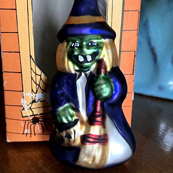 Hand Crafted Glass Halloween Ornament Witch 2001 Target 3 1/2" Tall - Picture 2 of 5